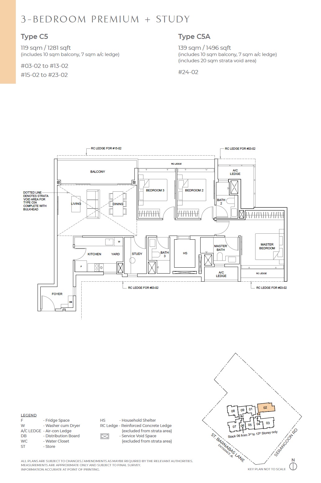 The Arcady Floor Plan - 3BR Premium +S Type C5