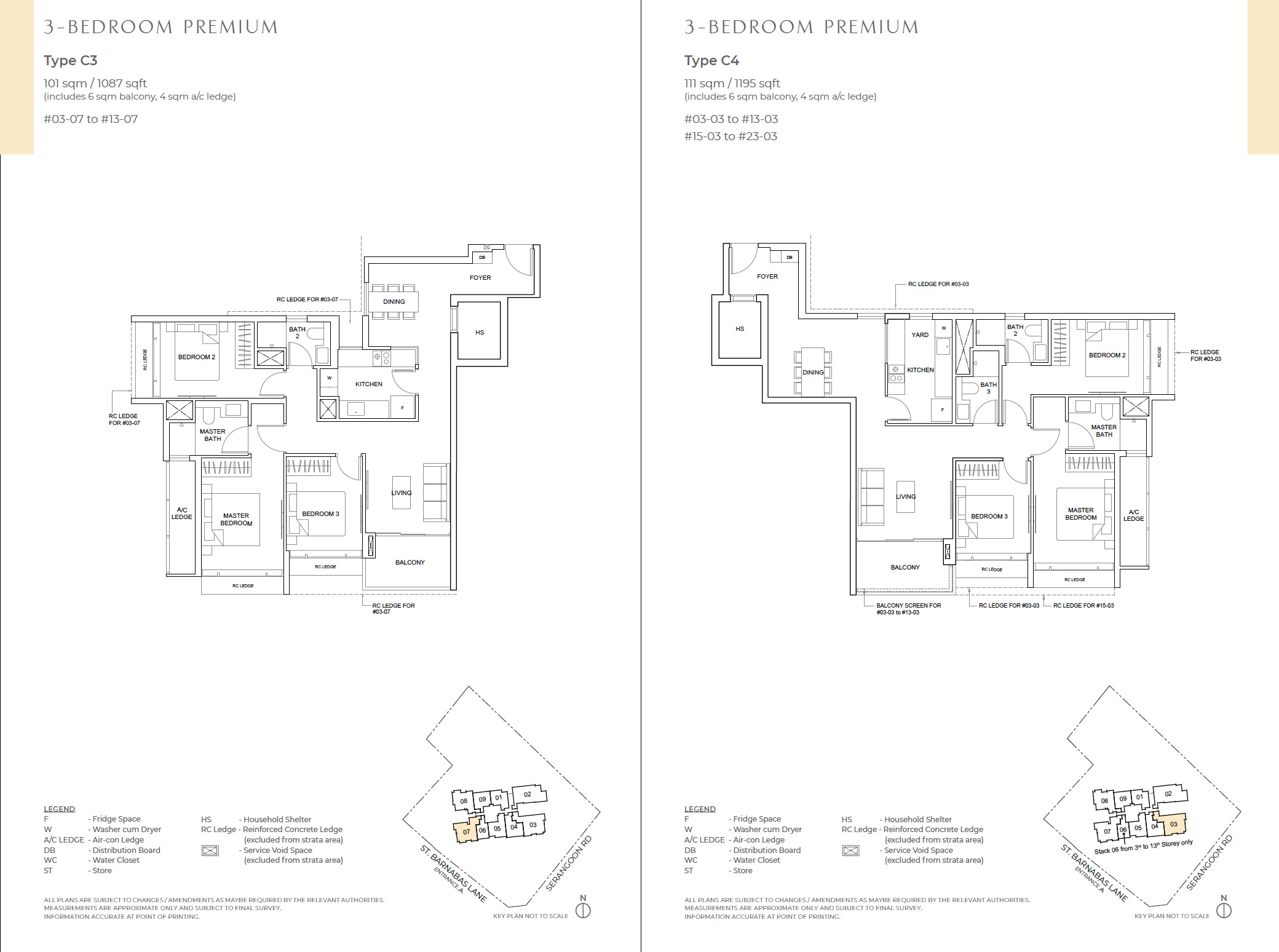 The Arcady Floor Plan - 3BR Premium Type C3 & C4