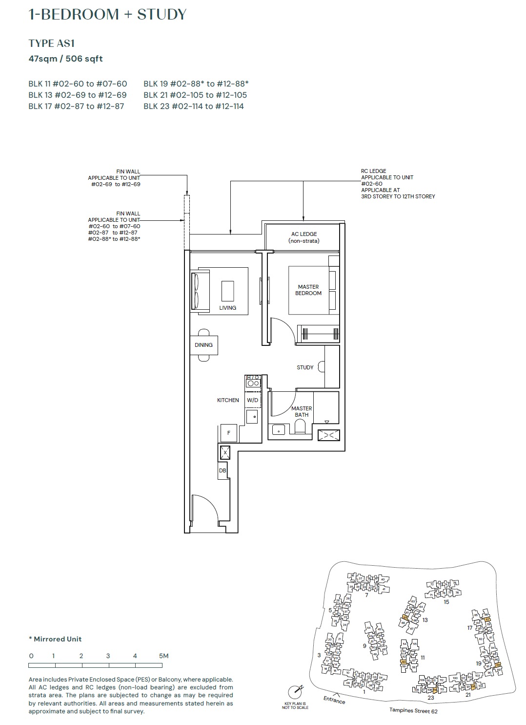 Parktown Tampines Floor Plan 1+Study