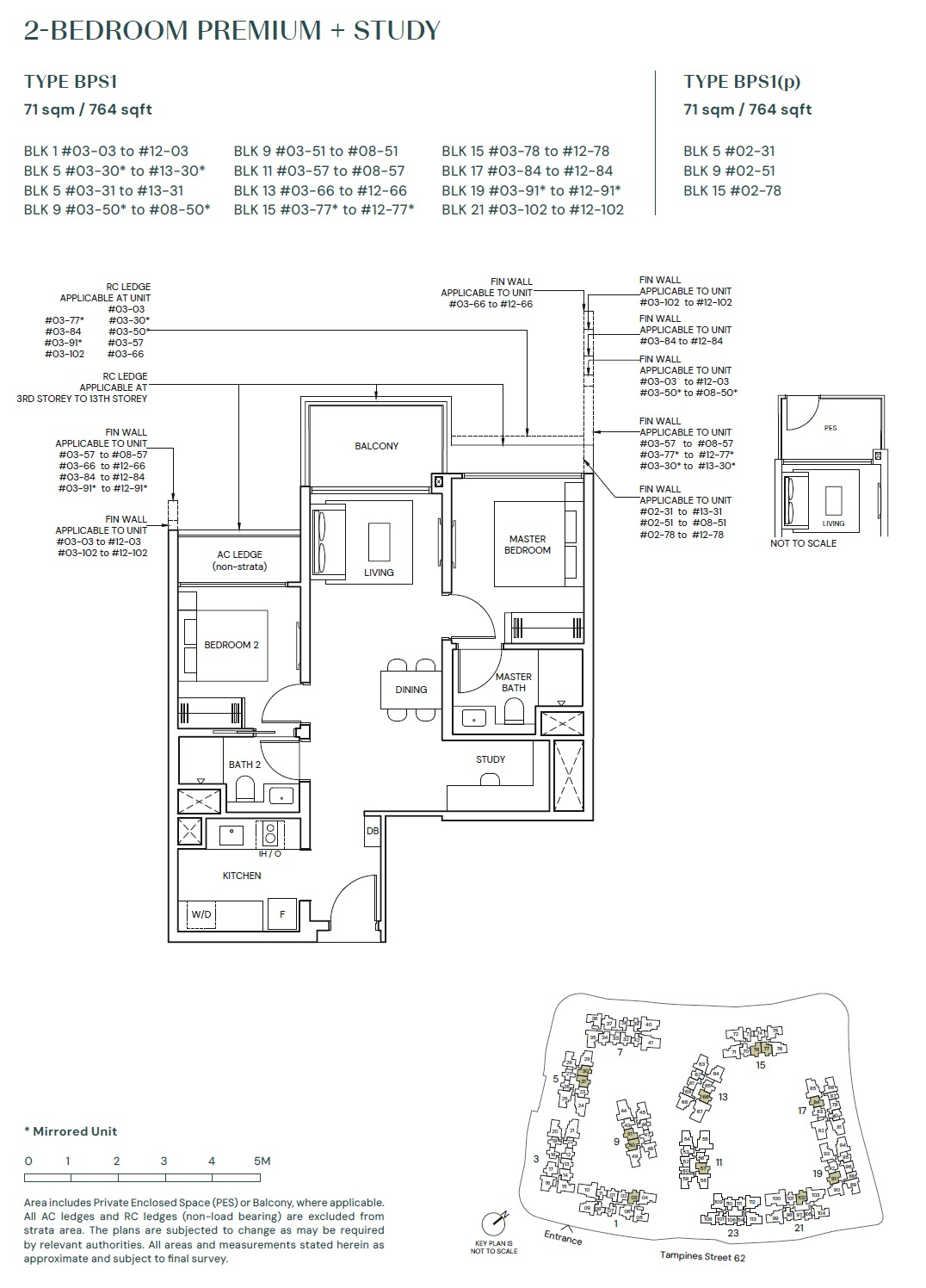 Parktown Tampines Floor Plan 2BR Premium + Study BPS1