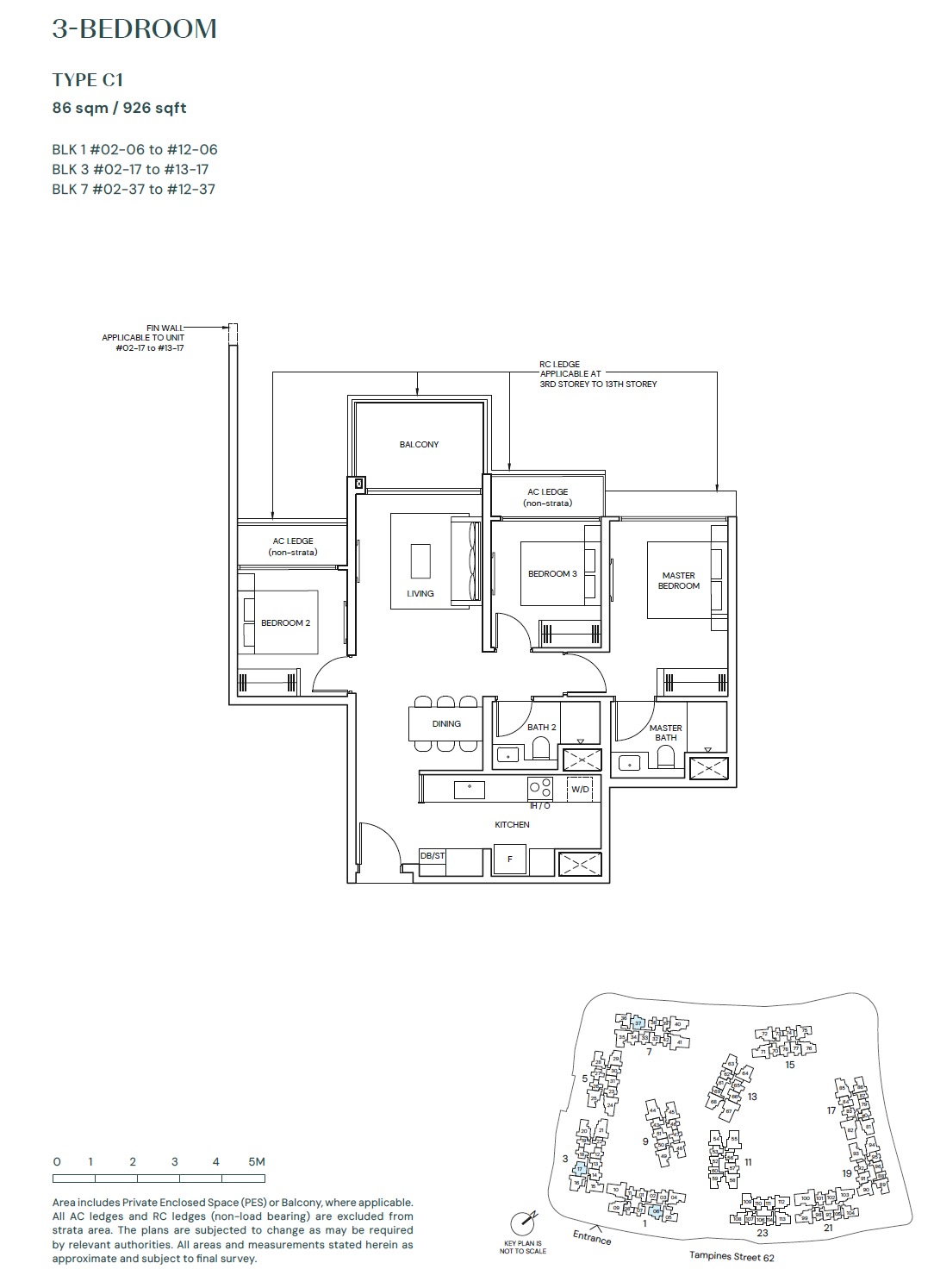 Parktown Tampines Floor Plan 3BR C1