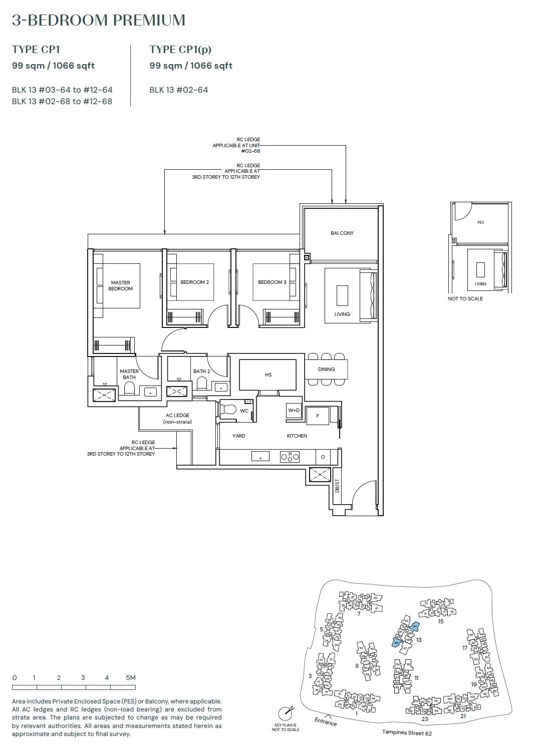 Parktown Tampines Floor Plan 3BR Premium CP1