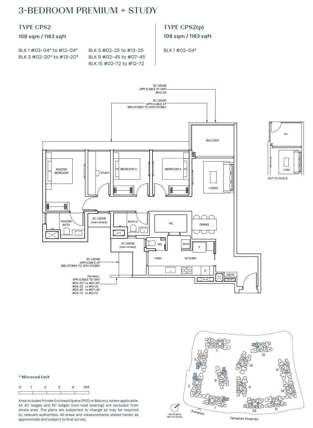 Parktown Tampines Floor Plan 3BR Premium + Study CPS2