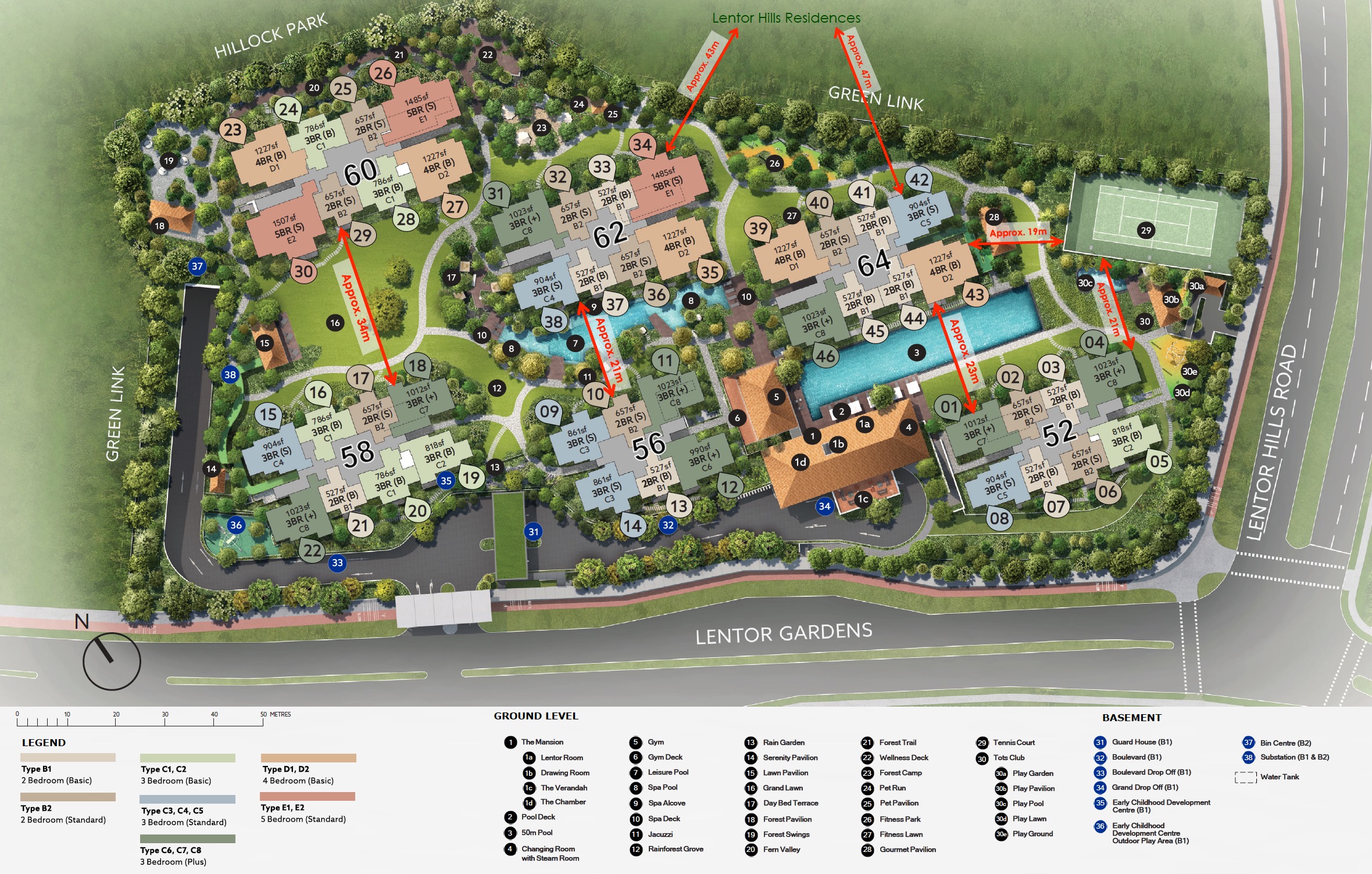 Lentor-Mansion-Site Plan with Units Types