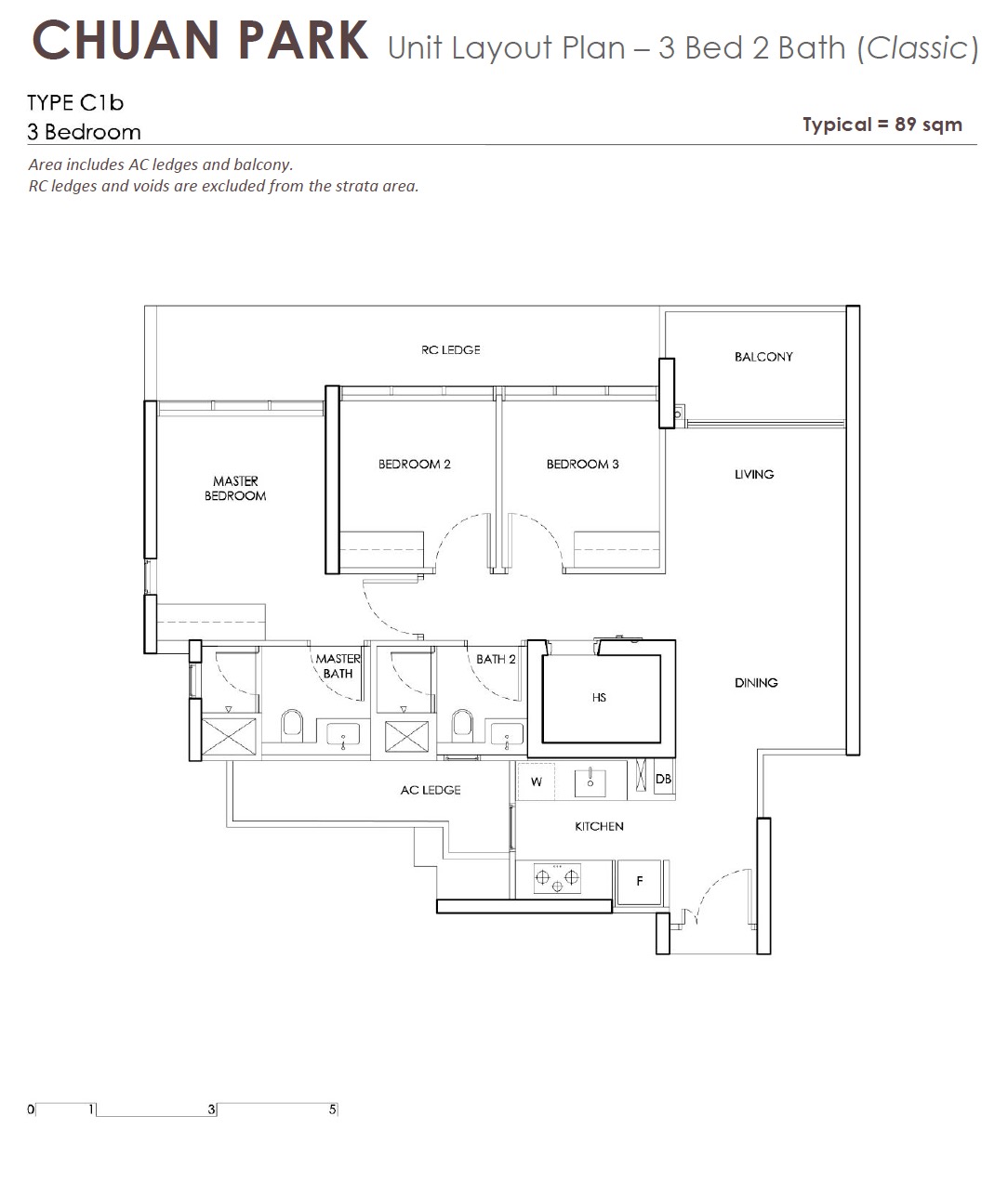 Chuan Park Layout 3BR 2Bath C1b