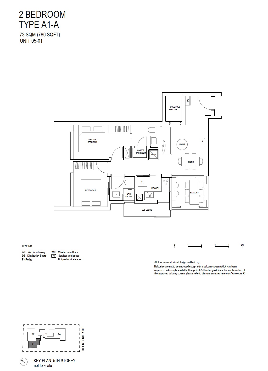 Koon Seng House - 2BR A1-A 786sf