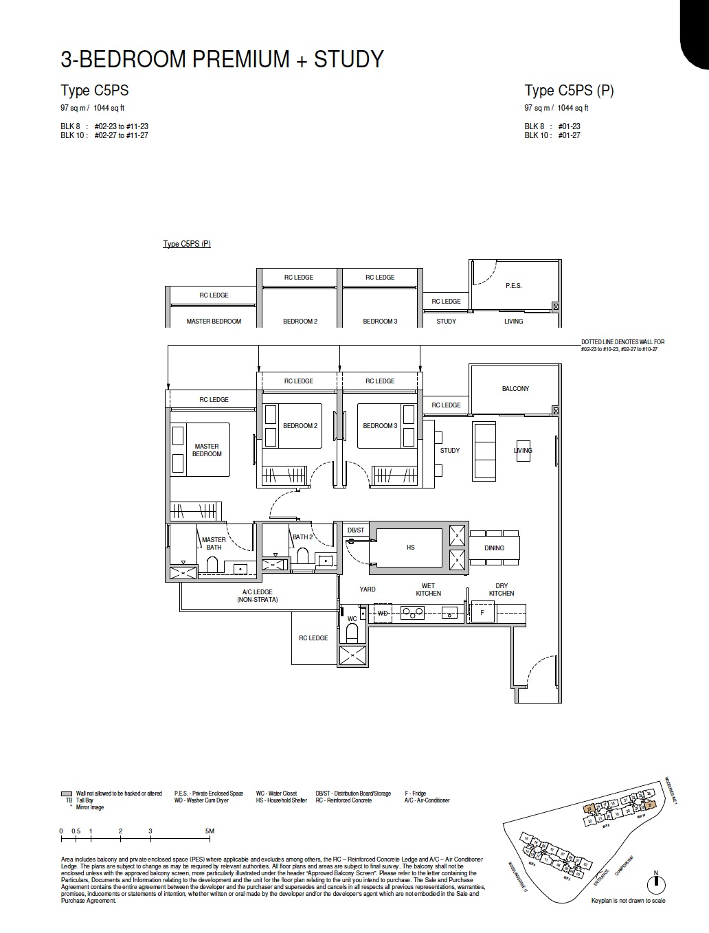 Norwood Grand Floor Plan 3BR Premium + Study Type C5PS