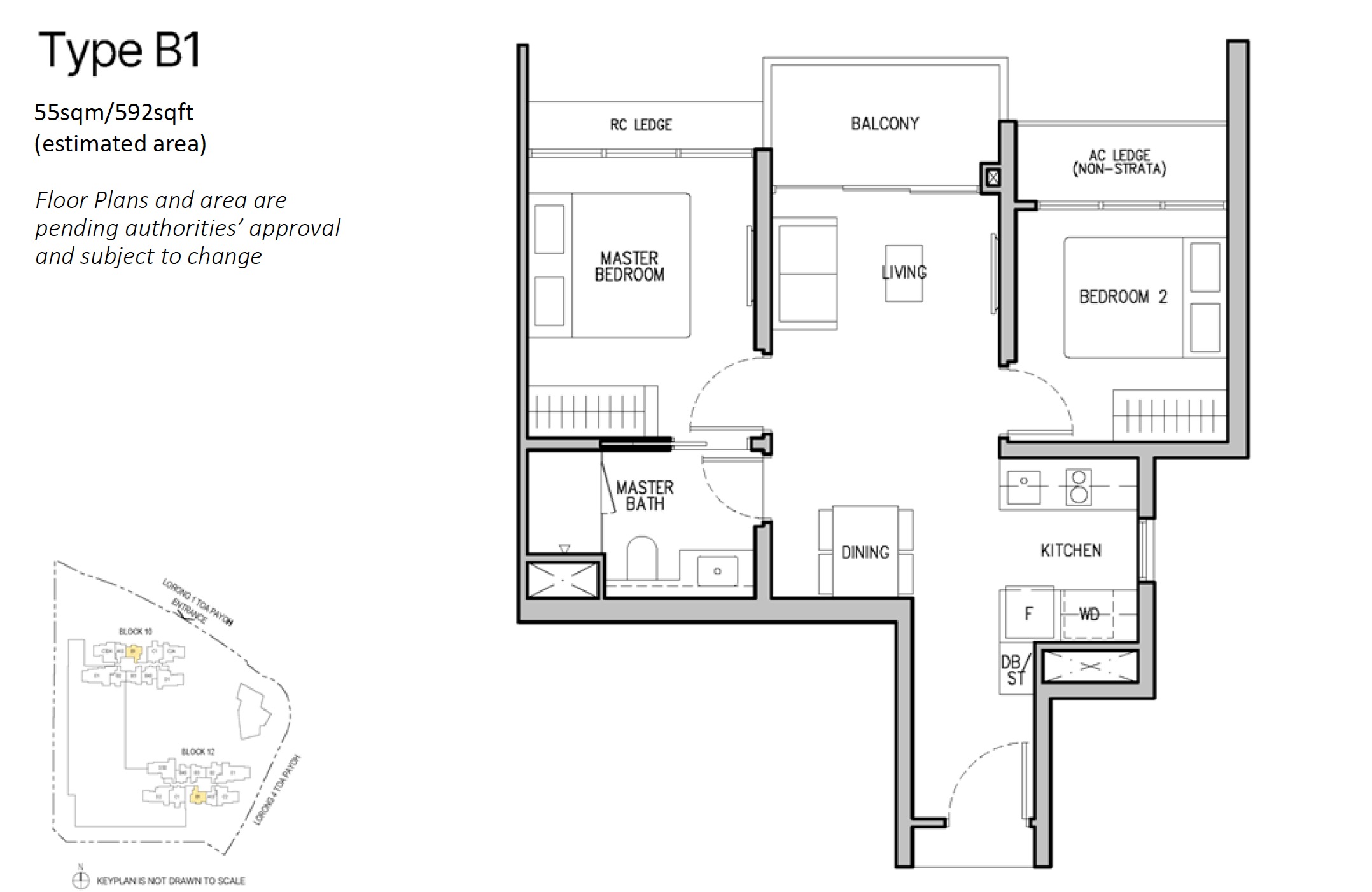 The Orie Toa Payoh Floor Plan 2BR 1Bath Type B1