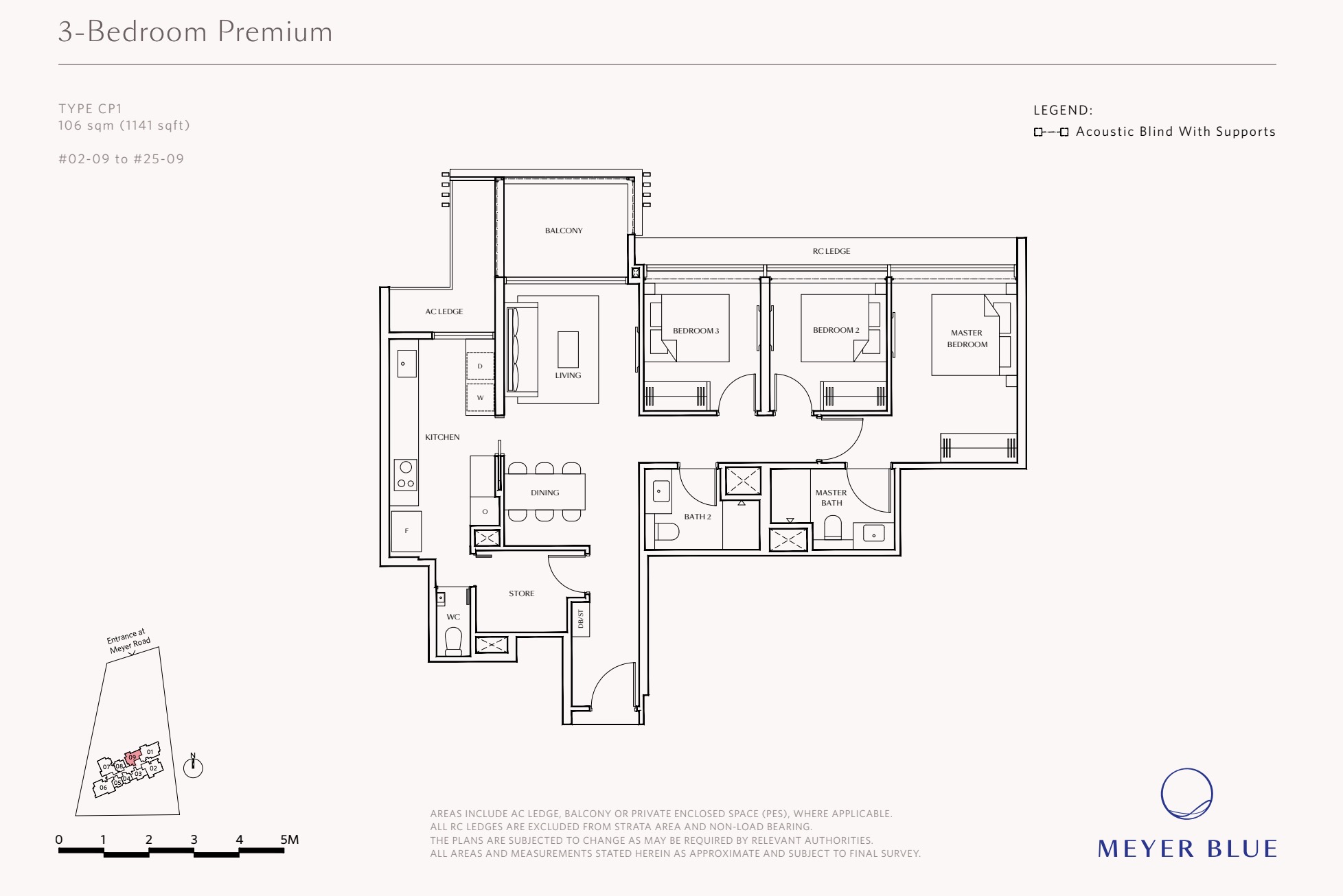 Meyer Blue Floor Plan 3BR Premium + Study