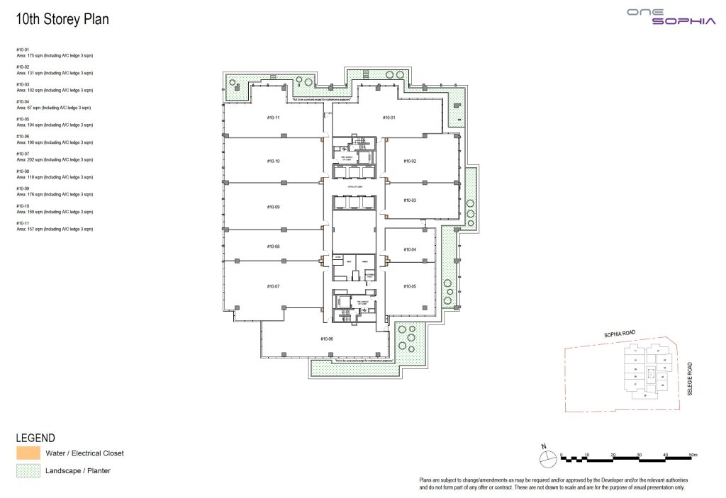 One Sophia Office Floor Plan - 10th Storey