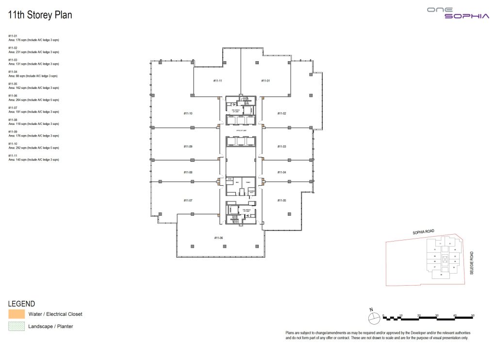 One Sophia Office Floor Plan - 11th Storey