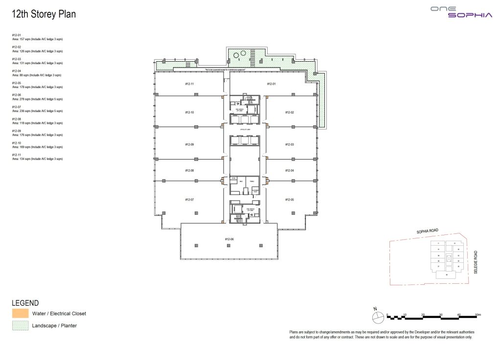 One Sophia Office Floor Plan - 12th Storey