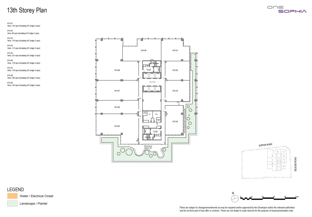 One Sophia Office Floor Plan - 13th Storey