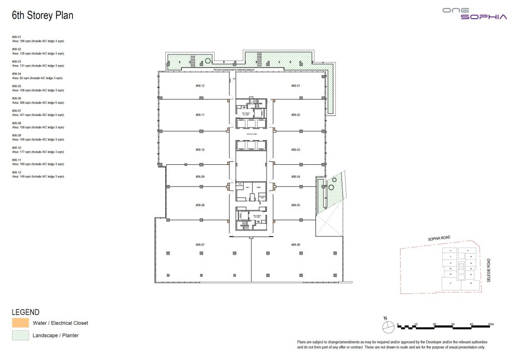 One Sophia Office Floor Plan - 6th Storey