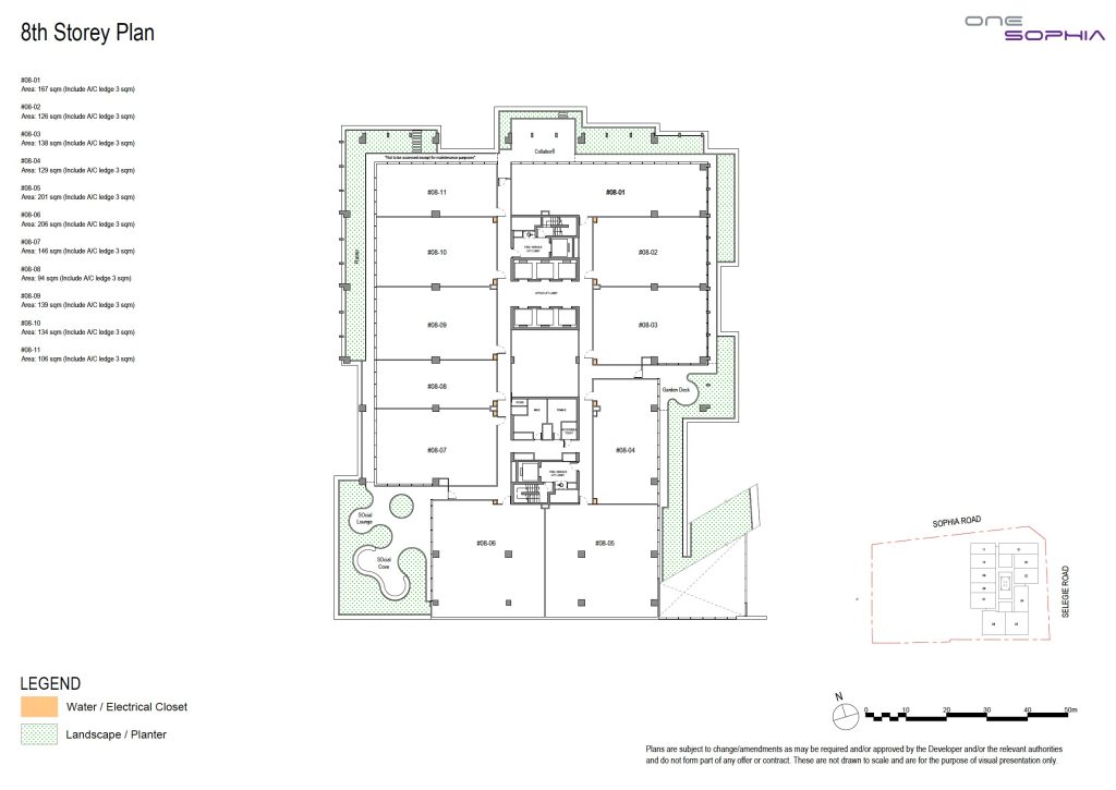 One Sophia Office Floor Plan - 8th Storey