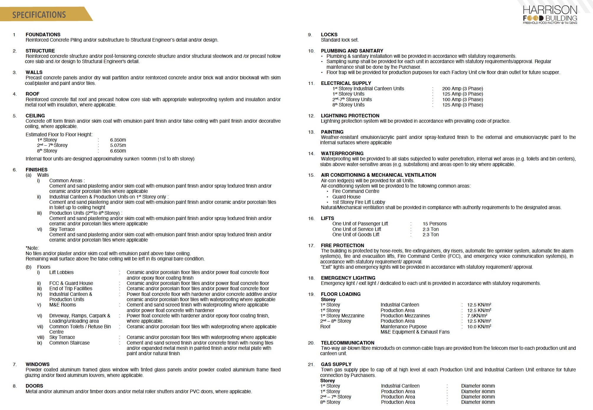 Harrison Food Factory – Unit Specification