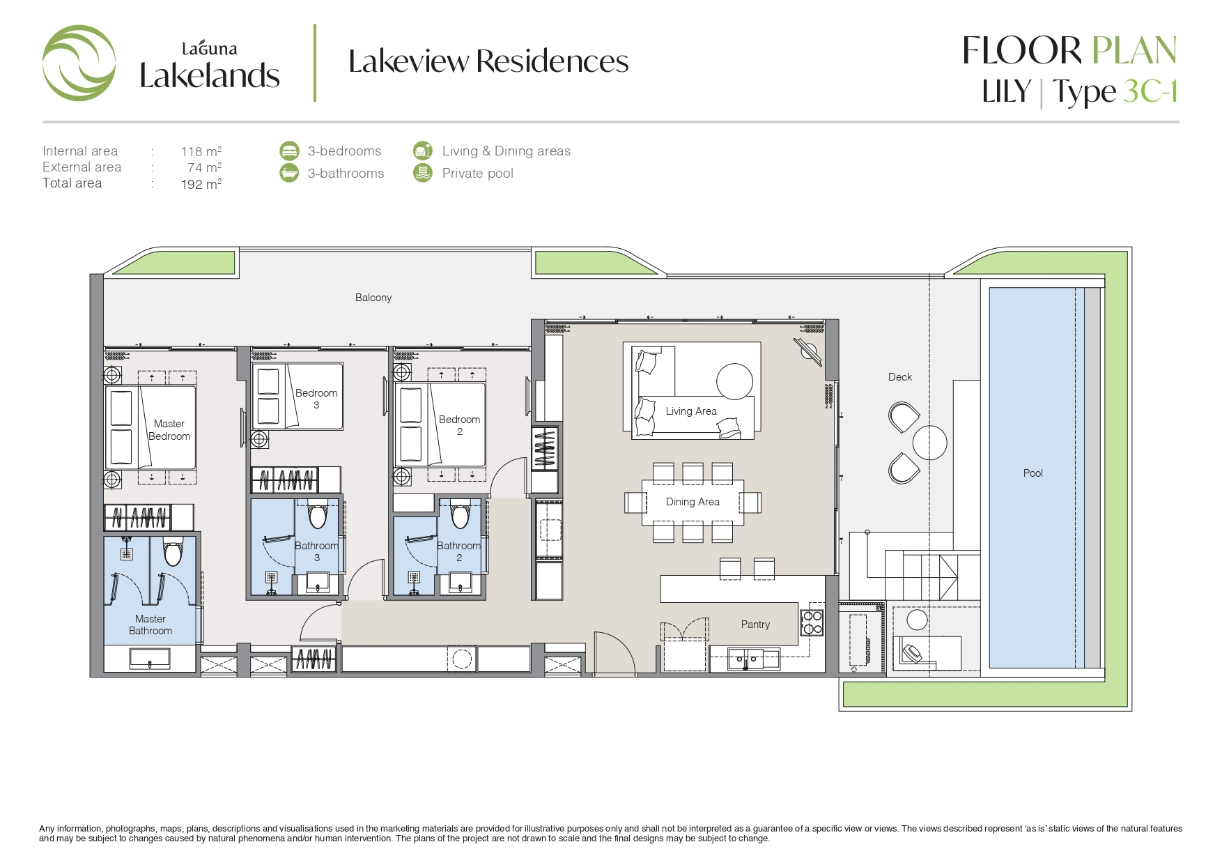 Lakeview Residences - Lily 3BR Type 3C-1