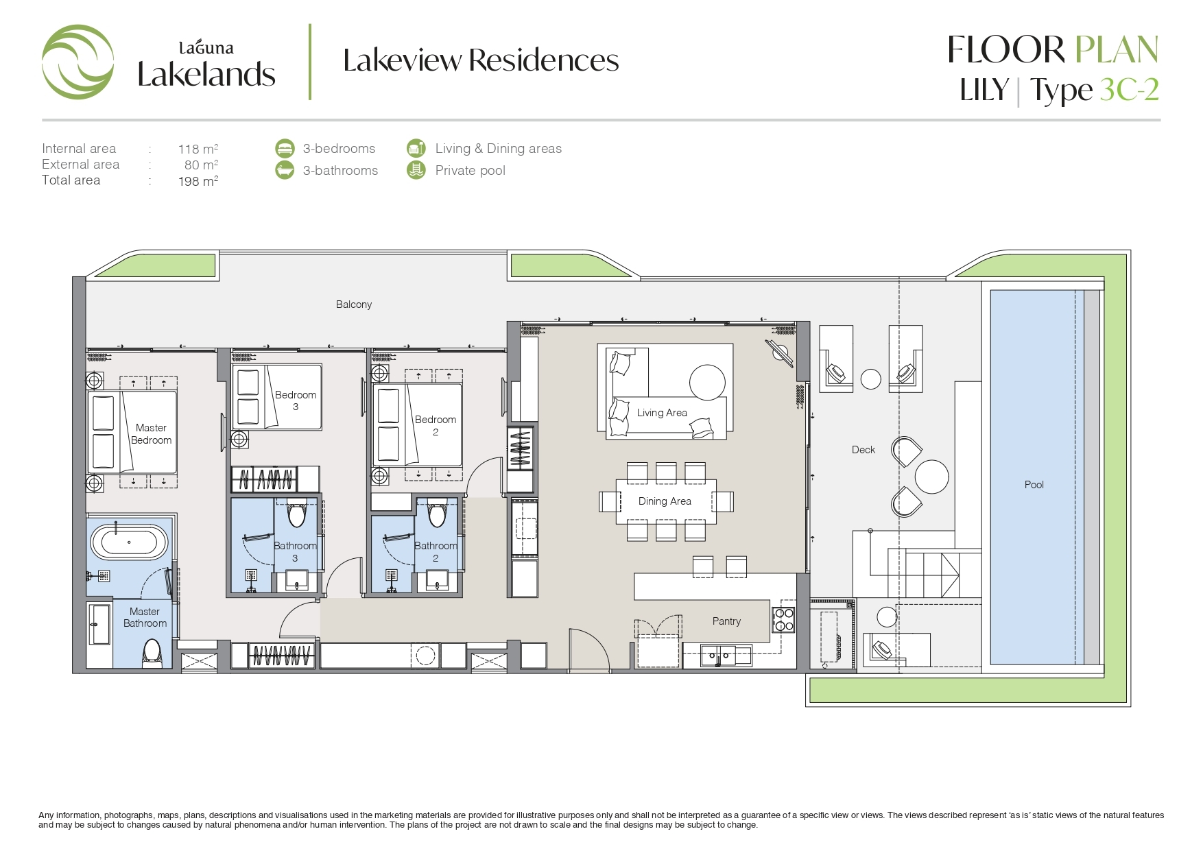 Lakeview Residences - Lily 3BR Type 3C-2