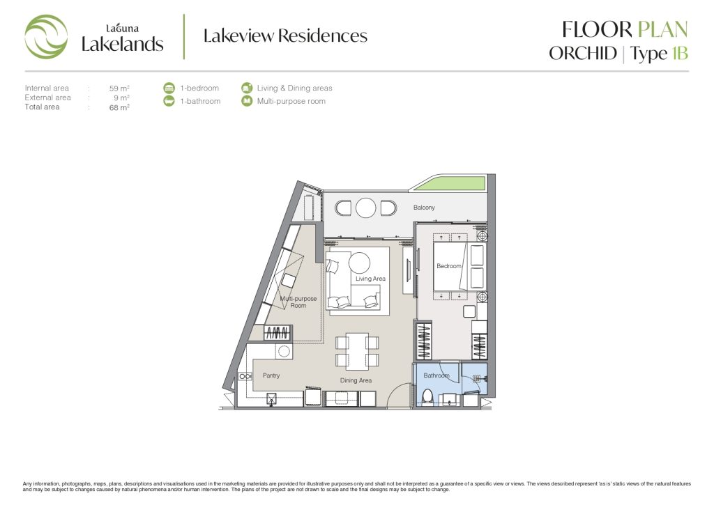 Lakeview Residences - Orchid 1BR Type 1B