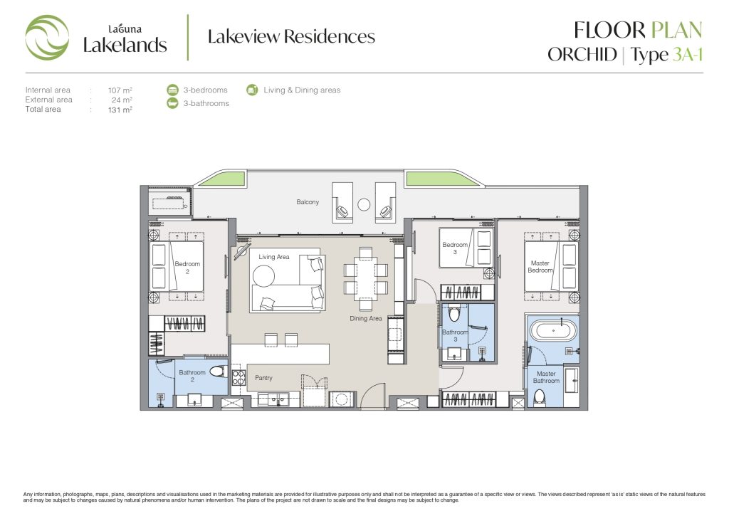 Lakeview Residences - Orchid 3BR Type 3A-1