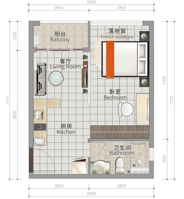 R&F City Cambodia - 1BR Miro 50sqm