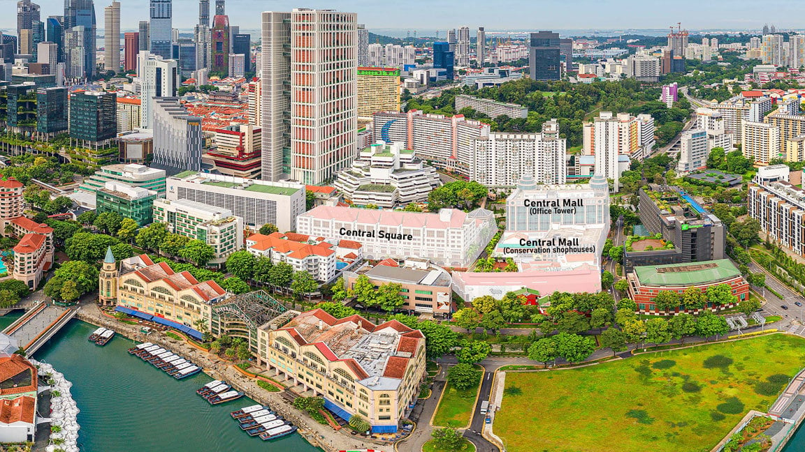 Aerial view of Central Mall and Central Square.