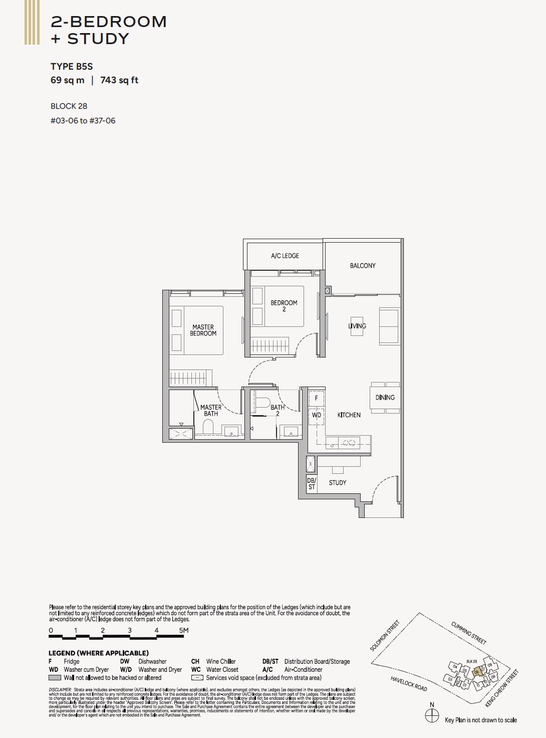 Union Square Floor Plan 2BR+Study B5S