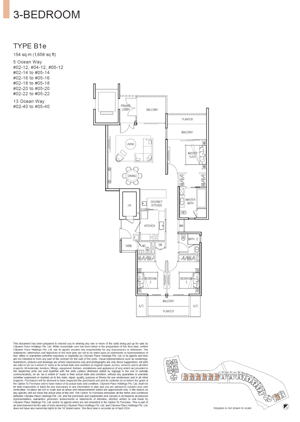 The Residences at W Sentosa CoveW residence 3BR B1e Floor Plan