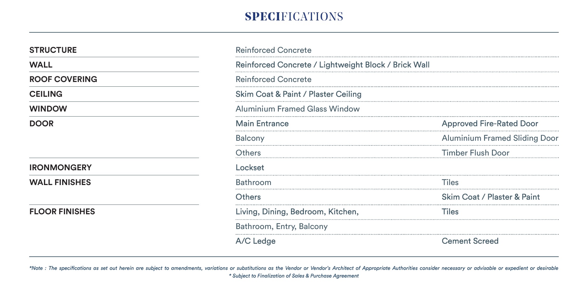 Skypark Kepler Lido Specification