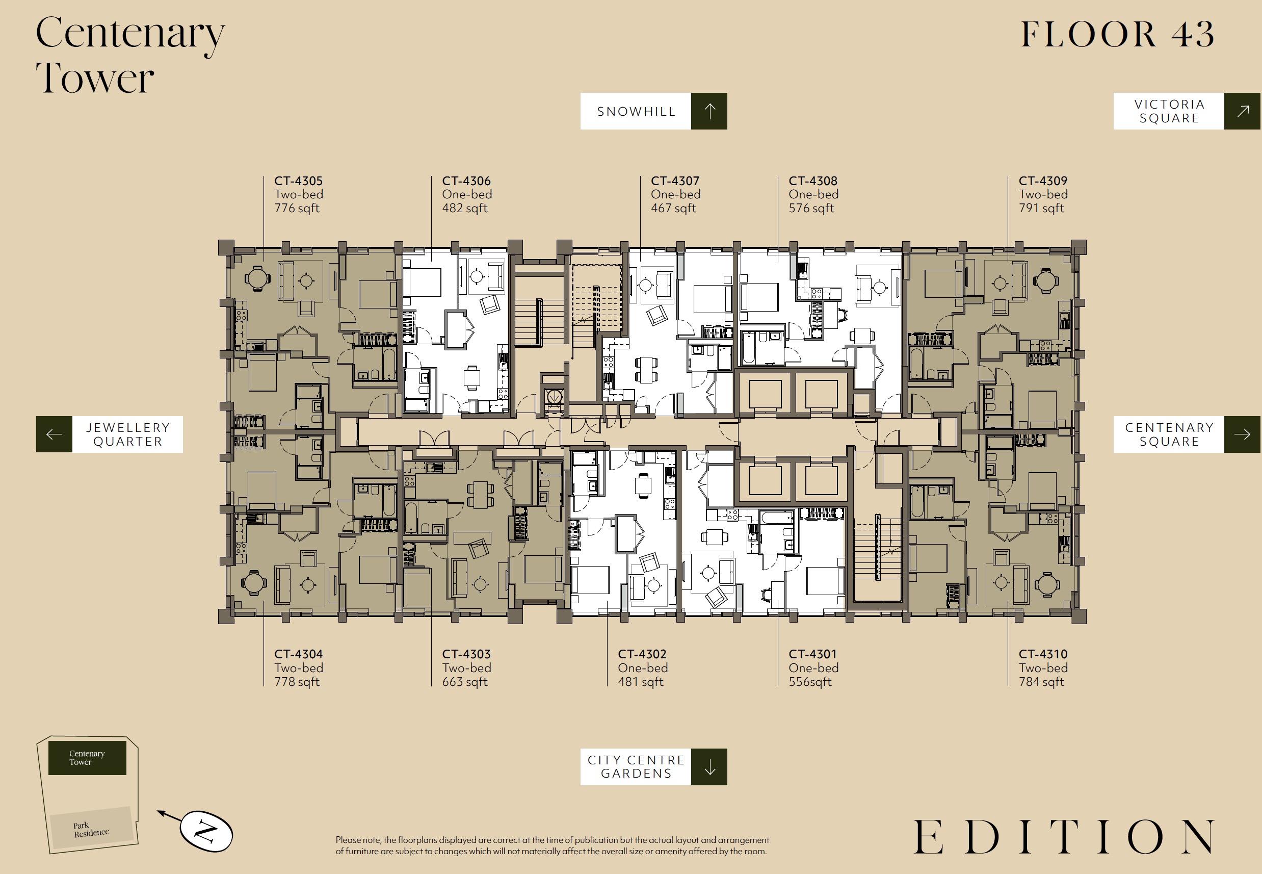 Edition Birmingham Centenary Tower – Floor Plate Level 43