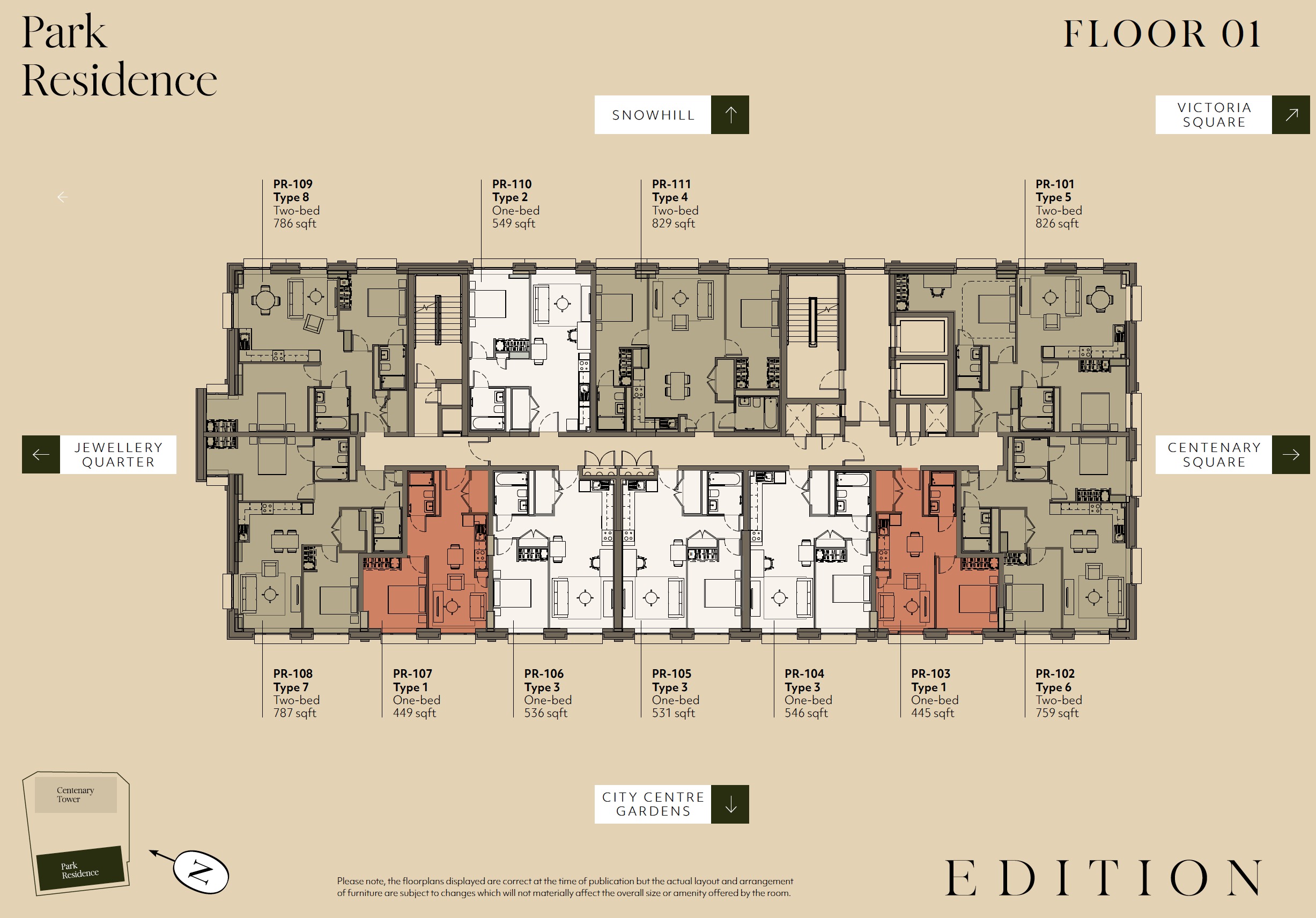 Edition Birmingham Park Residence – Floor Plate Level 01