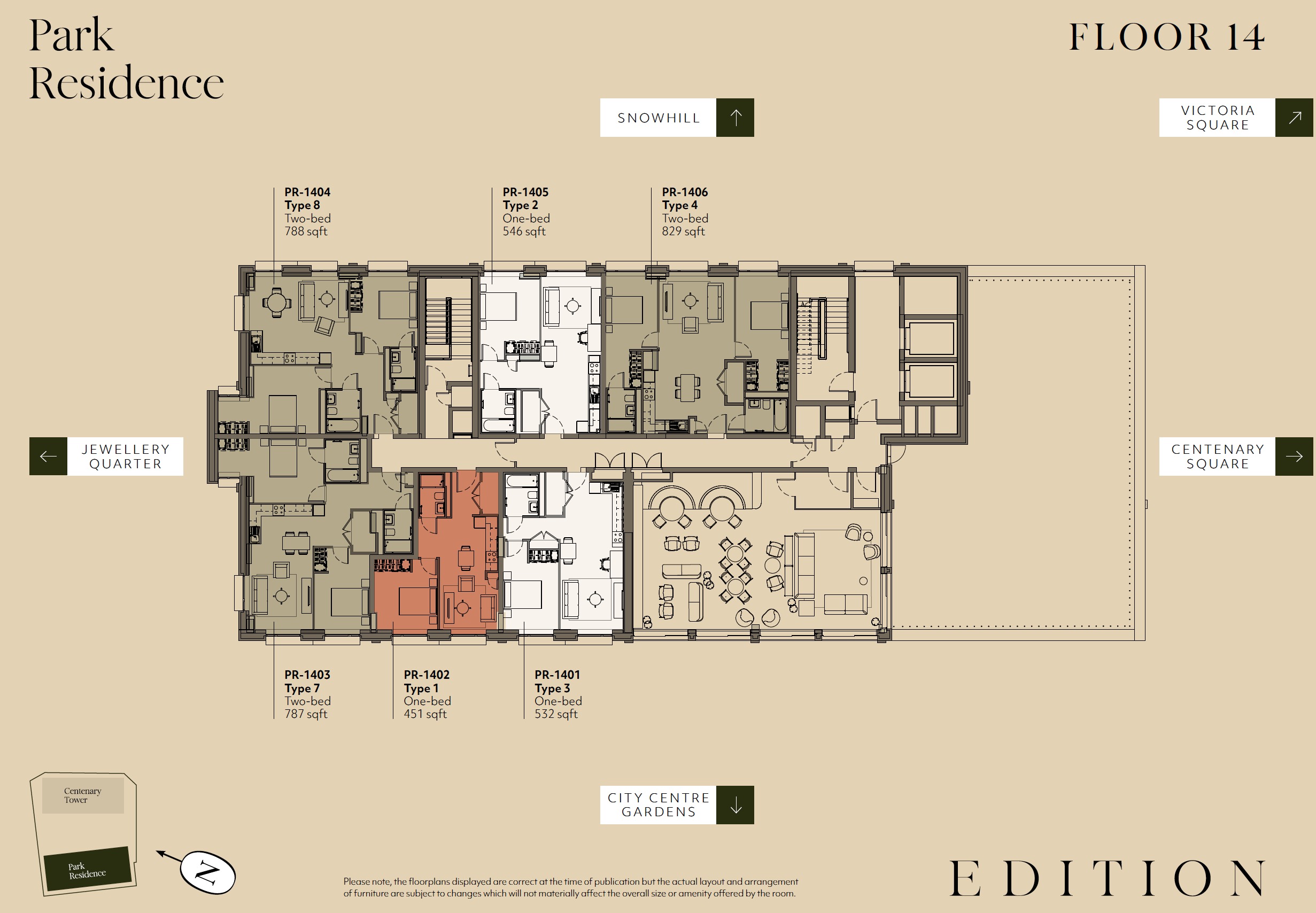 Edition Birmingham Park Residence – Floor Plate Level 14