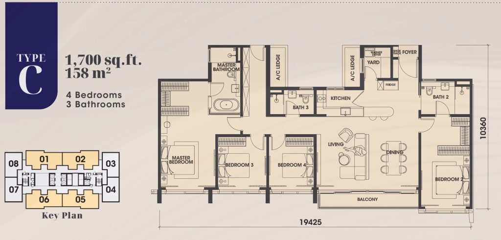 Arden OBS Johor Floor Plan 4BR C 1700sf